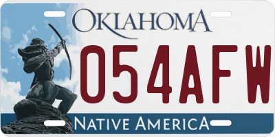 OK license plate 054AFW