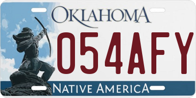 OK license plate 054AFY