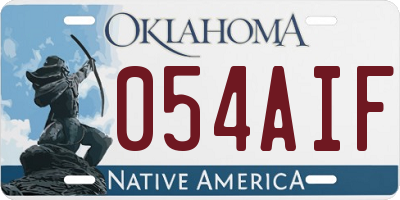 OK license plate 054AIF