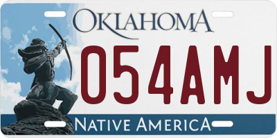 OK license plate 054AMJ