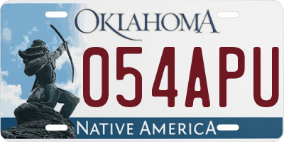 OK license plate 054APU