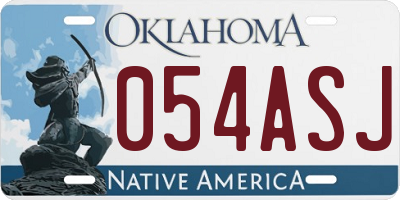 OK license plate 054ASJ