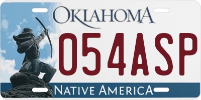 OK license plate 054ASP