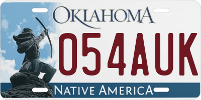 OK license plate 054AUK