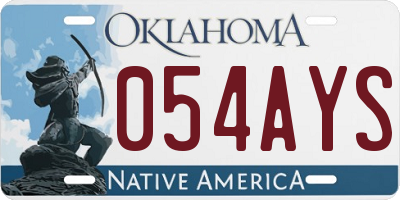 OK license plate 054AYS