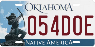 OK license plate 054DOE