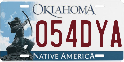 OK license plate 054DYA