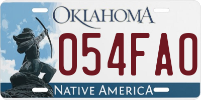OK license plate 054FAO
