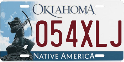 OK license plate 054XLJ