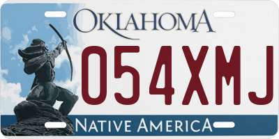 OK license plate 054XMJ
