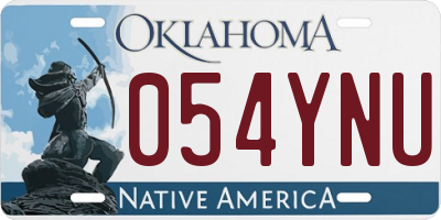 OK license plate 054YNU