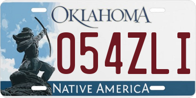 OK license plate 054ZLI