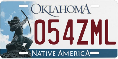 OK license plate 054ZML