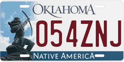 OK license plate 054ZNJ
