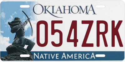 OK license plate 054ZRK