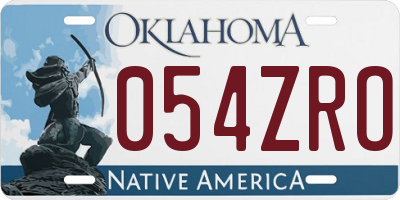 OK license plate 054ZRO