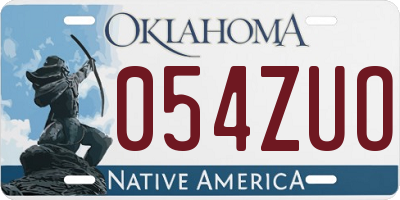 OK license plate 054ZUO