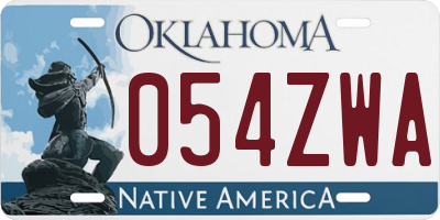 OK license plate 054ZWA