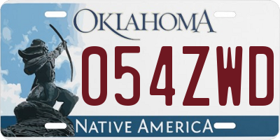 OK license plate 054ZWD
