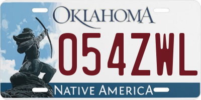 OK license plate 054ZWL