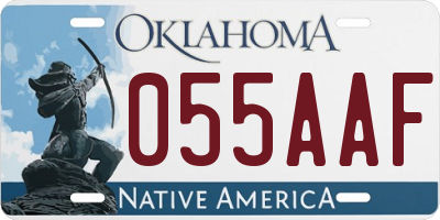 OK license plate 055AAF