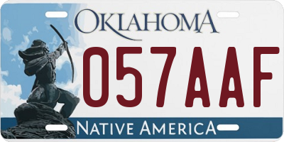 OK license plate 057AAF