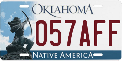OK license plate 057AFF