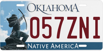 OK license plate 057ZNI
