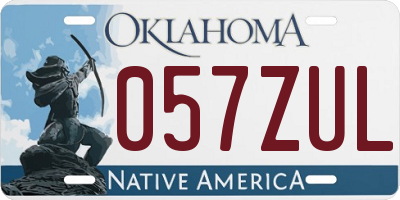 OK license plate 057ZUL