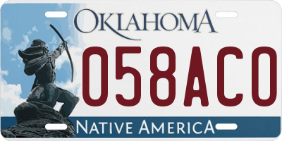 OK license plate 058ACO
