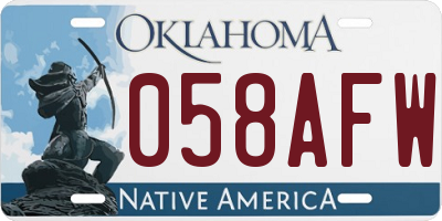OK license plate 058AFW