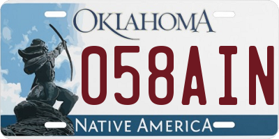OK license plate 058AIN