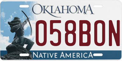 OK license plate 058BON