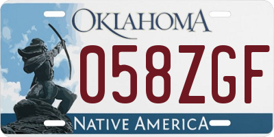 OK license plate 058ZGF