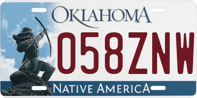 OK license plate 058ZNW