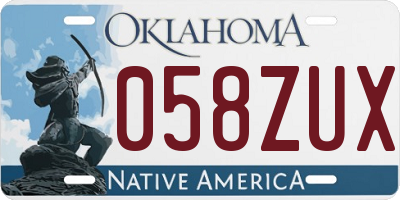 OK license plate 058ZUX