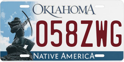 OK license plate 058ZWG