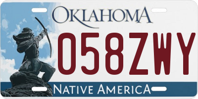 OK license plate 058ZWY