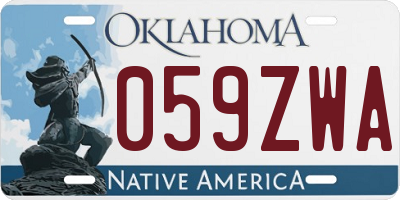 OK license plate 059ZWA