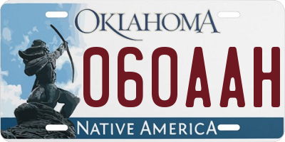 OK license plate 060AAH