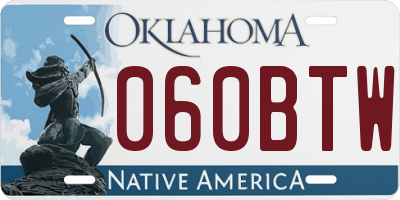 OK license plate 060BTW