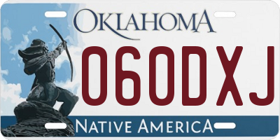 OK license plate 060DXJ