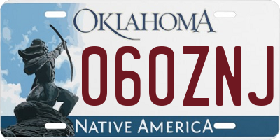 OK license plate 060ZNJ