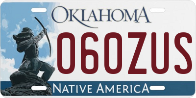 OK license plate 060ZUS
