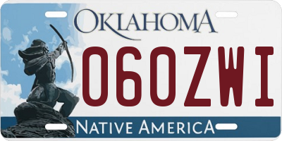 OK license plate 060ZWI