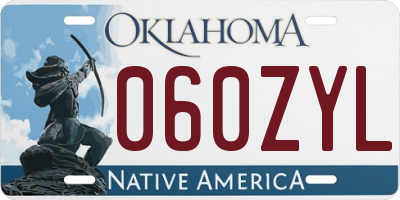 OK license plate 060ZYL