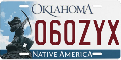 OK license plate 060ZYX