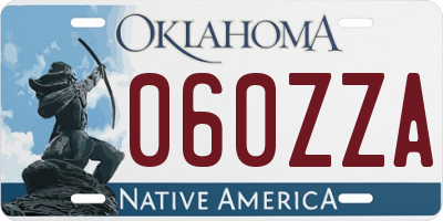 OK license plate 060ZZA