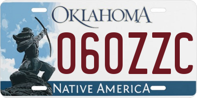 OK license plate 060ZZC