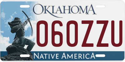 OK license plate 060ZZU